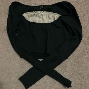 SHEIN contract lace tee cropped top black long sleeve